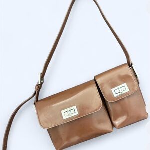 BY FAR Brown Double-Pocket Crossbody Bag